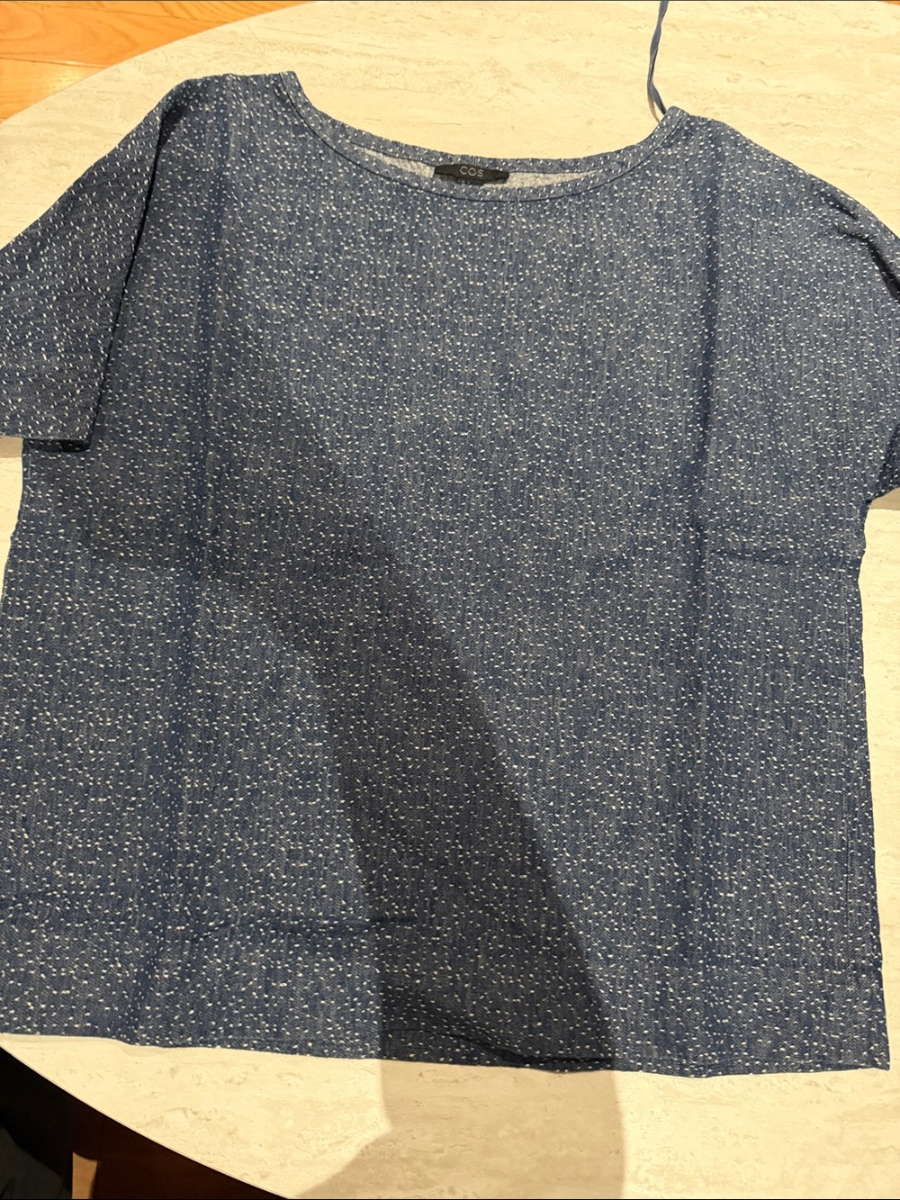COS Navy Short Sleeve Tee with Subtle Dot Print